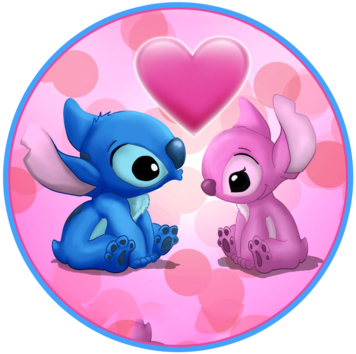 Lilo e Stitch Stitch abbraccio con angelo cuore rosso I love U