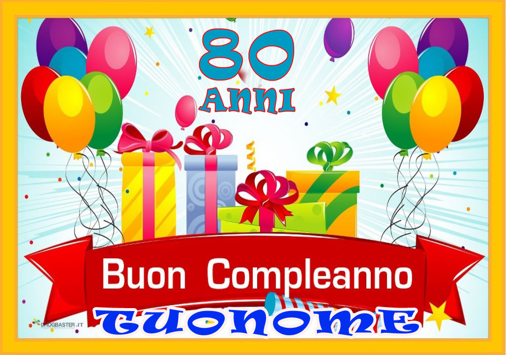 Cialda in ostia per torta rettangolare commestibile senza glutine, BUON COMPLEANNO  80 ANNI, personalizzata con nome, disco, dolce, torte, cialde, fogli,  ostie, cake topper, decorazioni, AH – Balloonshop Addobbi per Feste