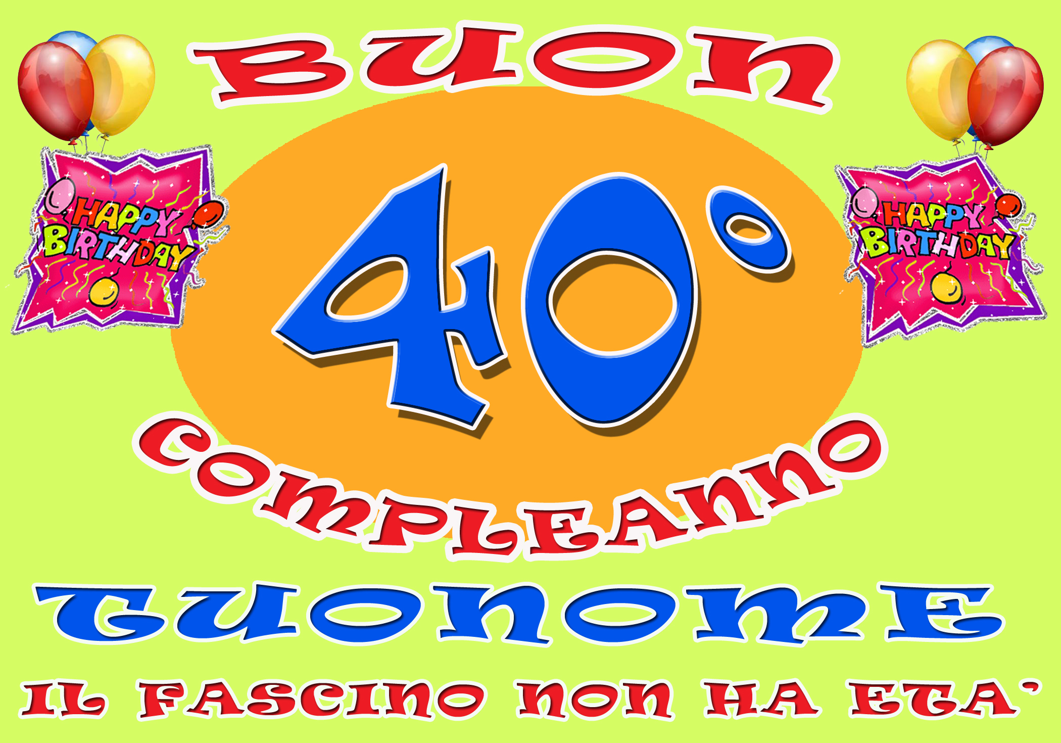 Cialda in ostia per torta rettangolare commestibile senza glutine, BUON  COMPLEANNO 40 ANNI, personalizzata con nome, disco, dolce, torte, cialde,  fogli, ostie, cake topper, decorazioni, BR – Balloonshop Addobbi per Feste