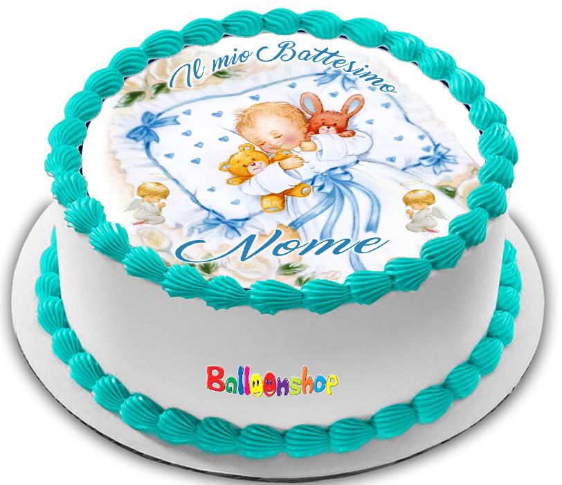 Cialda in ostia per torta rettangolare commestibile senza glutine BATTESIMO  BIMBO, BAMBINO, personalizzata con nome, disco, dolce, torte, cialde,  ostie, cake topper, decorazioni, AE – Balloonshop Addobbi per Feste